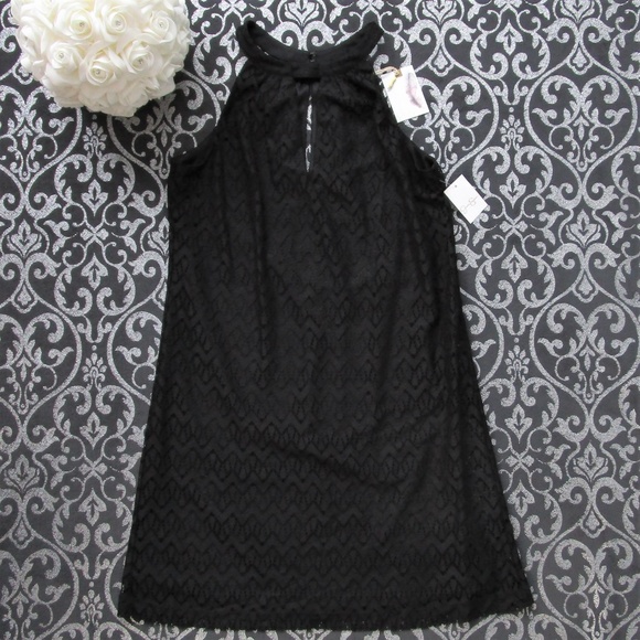 Robe Jessica Simpson Noir/ivoire Taille 6 - Shift Dress Dentelle Cocktail Neuve Avec étiquettes